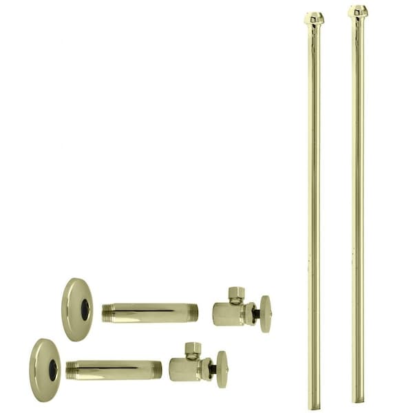 Westbrass Faucet Kit, 1/2" IPS x 3/8" OD x 20" Bullnose In Polished Brass D103KBN-01 - main